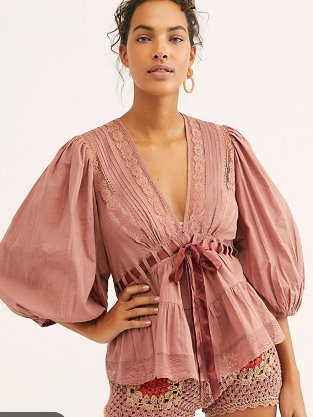 Free People Rosewood Peasant Tunic Blouse - Picture 2 of 9